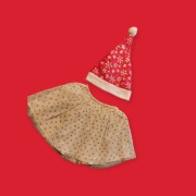 Dziewczęca spódniczka w serduszka+Czapka Mikołaja. 