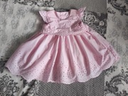 mothercares elegancka sukienka pudrowy róż r. 56-68 cm + opaska gratis