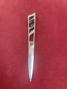 Stary Srebrny Nóż do Listów z Bursztynem Srebro 925