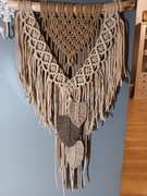 Beżowa duża makrama, liście, 45 cm x 70 cm