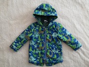 Pikowana niebieska kurtka wiatrówka z kapturem 80 - 86 w dinozaury jak nowa