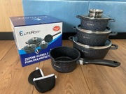 Nowy komplet Marmurowych Garnków marki ELITEHOFF - 7 elementów