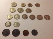 Szwajcaria 19 monet z lat 1908-1978, w tym 1 srebrna