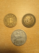 Hiszpania zestaw monet 1941,1944,1947