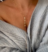 złoty naszyjnik wisiorek długi łańcuszek kamień choker stal 