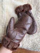 Skórzane cieple rękawiczki jednopalczaste dwupalczaste skóra wełniane S