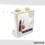 LEGO 87552pb038 PANEL 1 x 2 x 2 naklejka z lustrem i kwiatami biały z 41118