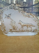 Szklana dekoracja – lis i ptak | styl vintage