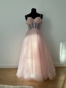 Śliczna sukienka studniówkowa/balowa pudrowy róż rozmiar xxs/xs