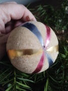 PRL kolorowa BARDZO STARA stara  szkbombka choinkowa