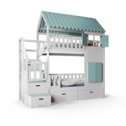 Łóżko piętrowe domek z schodkami
