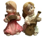 Figurki Aniołki Figurka Aniołek grający na harmonii wiolonczeli 5cm 2 szt