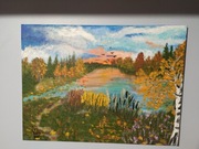 Obraz Jesień ręcznie malowany farbami akrylowymi 