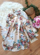 40L kremowa kwiecista  koszula damska z długim rękawem wkwiaty kwiatki