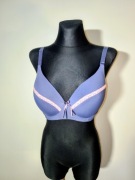 Fioletowo niebieski gładki biustonosz stanik z delikatną koronką r. 85D