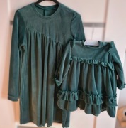 Sukienka mama S córka 86 butelkowa zieleń welurowa 