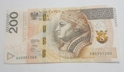 Banknot 200zł seria AA