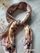 Apaszka duża beż, pastelowy żółty  i róż 