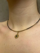 Naszyjnik z Granatowego Spinelu zawieszka Słoneczko z Lapis Lazuli Handmade