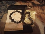 Zestaw dwóch różańców - bransoletek + etui / heban i metal / nowe