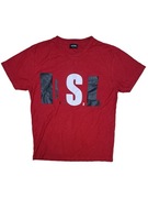 Czerwona koszulka Diesel z nadrukiem Adidas nike retro kenzo kors ralph