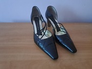 Peter Kaiser piękne czarne półbuty buty na obcasie r. 6.5 40 pikowane skóra