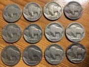 Stare monety USA 5 centów Buffalo 12 sztuk