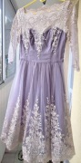 Lawendowo-złota koronkowa sukienka tiulowa Chi Chi London 38 M