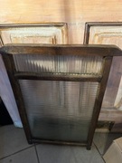 Stara tara szklana w drewnianej ramie, antyk