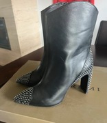 Bruno Premi Kowbojki kozaki botki 38 z naturalnej skóry 38 czarne z nitami