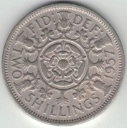 Wielka Brytania 2 szylingi two shillings (floren) 1957 -  28,4 mm - nr 2