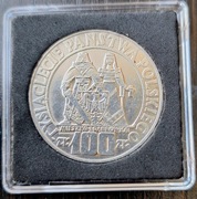 100 zł, Mieszko i Dąbrówka, 1966, Ag 900 - piękny stan