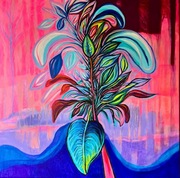 Duży kolorowy Obraz ręcznie malowany Kwiaty na płótnie 