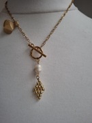 Naszyjnik handmade z naturalnych kamieni hematyt perły 