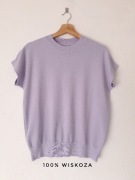 Bluzka damska dzianinowa wiskozowa 100% z krótkim rękawem liliowa XL