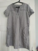 Szara lekka sukienka lniana letnia wiosenna 44 XXL XL