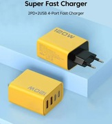 ŁADOWARKA SIECIOWA 120W, 4 PORTY ŁADOWANIA 