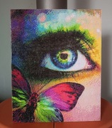 Haft diamentowy 40x50 oko i motyl obraz na ramie