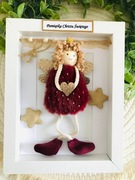 Aniołek anioł stróż w ramce prezent chrzest roczek