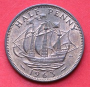 Half Penny   1963  r -     Anglia     Żaglowiec   stan !!