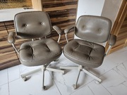 Krzesło obrotowe biurowe fotel na kółkach Ikea Alefjall skórzane beż 2