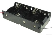 Koszyk zasobnik na baterie 4x R20 (D) 1,5V poł. szeregowe z przewodami.