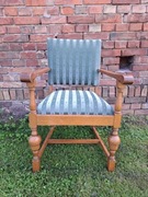 dębowy stary antyczny fotel, wygodny duzy, stabilny