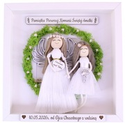 Pamiątka Pierwszej Komunii Świętej Ramka 3D Anioł Stróż Rękodzieło Prezent