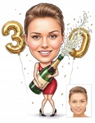 Karykatura ze zdjęcia A5 1 osoba  | CYFROWA | Antyrama GRATIS | Prezent 