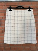 Kremowa luksusowa spódnica chanelka cupro wiskoza krata Akris