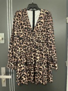 Shein sukienka imprezowa wzór panterka cetki nowa hit roz.40