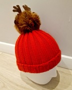 Jak nowa czapka dla dziewczynki czerwona Renifer NEXT 5-6 świąteczna