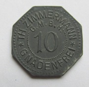 Piława Grn. Gnadenfrei Th. Zimmermann 10 fen.  Zn