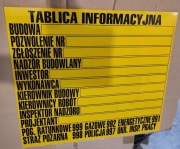 Budowlana tablica informacyjna BTI-1/2 60x70 cm, PCV 0,6 mm